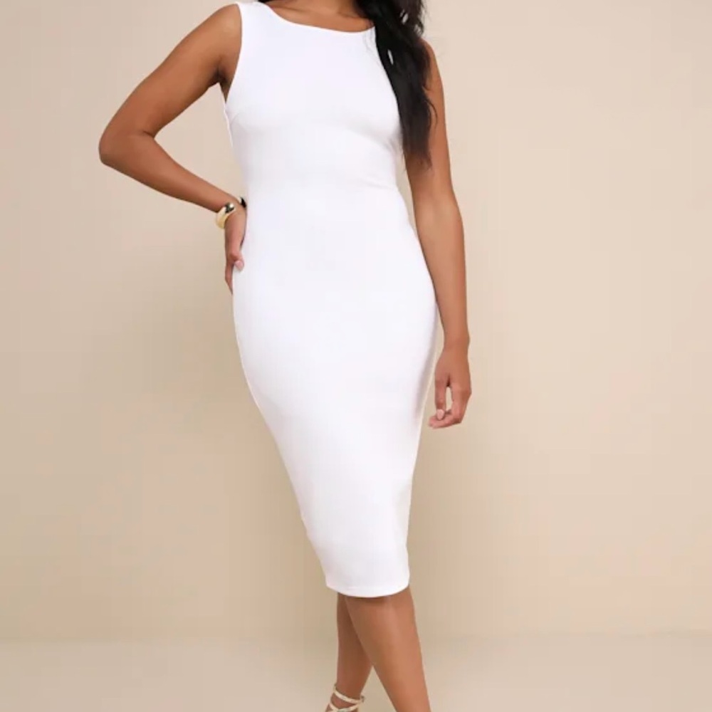 Lulus So Stunning Backless White Midi Dress